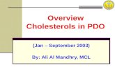 Overview Cholesterols in PDO (Jan – September 2003) By: Ali Al Mandhry, MCL.