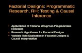Factorial Designs: Programmatic Research, RH: Testing & Causal Inference Applications of Factorial designs in Programmatic Research Research Hypotheses.