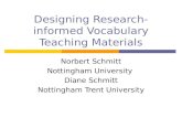Designing Research- informed Vocabulary Teaching Materials Norbert Schmitt Nottingham University Diane Schmitt Nottingham Trent University.