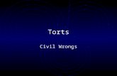 Torts Civil Wrongs Tort When someone commits a wrong in civil law.