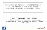 THE EFFECT OF TIMING OF INITITIATION OF CRRT ON PATIENTS REQUIRING EXTRA-CORPOREAL MEMBRANE OXYGENATION (ECMO) Asif Mansuri, MD, MRCPI Fellow, Division.