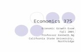 Economics 375 Economic Growth Exam Fall 2001 Professor Kenneth Ng California State University, Northridge.