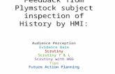 Feedback from Plymstock subject inspection of History by HMI: Audience Perception Evidence Base Scrutiny Scrutiny T & L Scrutiny with HOD Tips Future Action.