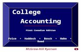1 McGraw-Hill Ryerson College Accounting First Canadian Edition Price Haddock Brock Hahn Reed.