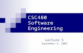 CSC480 Software Engineering Lecture 5 September 9, 2002.