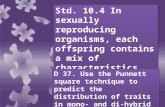 Std. 10.4 In sexually reproducing organisms, each offspring contains a mix of characteristics inherited from both parents. D 37. Use the Punnett square.
