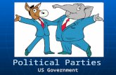Political Parties US Government. Political Parties Political organizations that seek influence and power over the government. Political organizations.