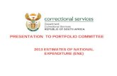 PRESENTATION TO PORTFOLIO COMMITTEE 2013 ESTIMATES OF NATIONAL EXPENDITURE (ENE)