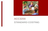 ACC3200 STANDARD COSTING. Learning Objectives  Describe the standard-setting process and explain how standard costs relate to budgets and variances.