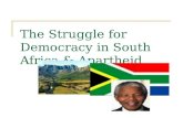 The Struggle for Democracy in South Africa & Apartheid.