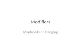 Modifiers Misplaced and Dangling. Modifiers A modifying word or group of words is very important to add information and make your sentences interesting.