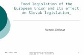 WHO, Almaty 2002 Food Legislation of the European Union and its effect on Slovak legislation1 Food legislation of the European Union and its effect on.