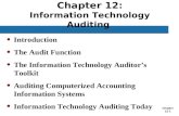 Chapter 12-1 Chapter 12: Information Technology Auditing Introduction The Audit Function The Information Technology Auditor’s Toolkit Auditing Computerized.