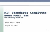 HIT Standards Committee NwHIN Power Team Preliminary Results Dixie Baker, Chair August 17, 2011 1.