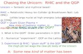Chasing the Unicorn: RHIC and the QGP Unicorn = fantastic and mythical beast! RHIC = Relativistic Heavy Ion Collider @ Brookhaven Natl. Lab (BNL): collide.