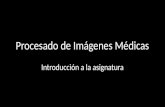 Procesado de Imágenes Médicas Introducción a la asignatura.