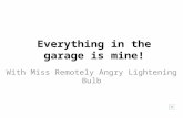 Everything in the garage is mine! With Miss Remotely Angry Lightening Bulb.