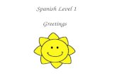 Spanish Level 1 Greetings Vocabulary 1. Greetings Build into daily routines starting with Hola and Adiós and then gradually adding in more vocabulary.