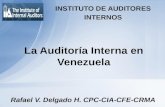 La Auditoría Interna en Venezuela Rafael V. Delgado H. CPC-CIA-CFE-CRMA INSTITUTO DE AUDITORES INTERNOS.