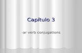 Capítulo 3 -ar verb conjugations. Infinitive forms of Spanish verbs always end in –ar, -er, -ir Most verbs in Spanish belong to a “family or conjugation.”