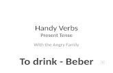 Handy Verbs Present Tense With the Angry Family To drink - Beber.