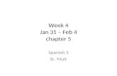 Week 4 Jan 31 – Feb 4 chapter 5 Spanish 3 Sr. Muir.