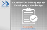 A Checklist of Testing Tips for Developing a Mobile App