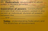 Today : Understanding Federalism and The Branches of  Government
