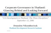 Corporate Governance in Thailand:  Glancing Behind and Looking Forward