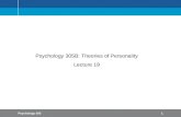 Psychology 305B: Theories of Personality Lecture 19
