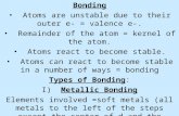 Bonding   Atoms are unstable due to their outer e- = valence e-.
