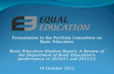 Presentation to the Portfolio Committee on Basic Education