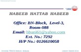 HABEEB  HATTAB  HABEEB Office: BN-Block,  Level-3, Room-088 Email:  hbuni61@yahoo