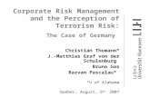 Corporate  Risk  Management and the  Perception of Terrorism  Risk: The Case of Germany