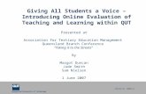 Giving All Students a Voice – Introducing Online Evaluation of Teaching and Learning within QUT