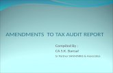 AMENDMENTS  TO TAX AUDIT REPORT
