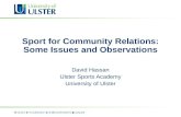 Sport for Community Relations: Some Issues and Observations