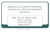 Measures of Central Tendency, Dispersion, IQR and Standard Deviation