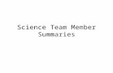 Science Team Member Summaries