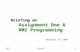 Briefing on  Assignment One &  RMI Programming