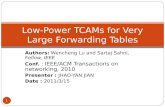 Low-Power TCAMs for Very Large Forwarding Tables