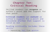 Chapter Ten:  Critical Reading