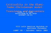 Criticality in the Olami-Feder-Christensen model: Transients and Epicenters