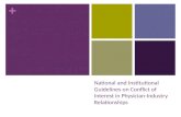 National and Institutional Guidelines on Conflict of Interest in Physician-Industry Relationships