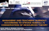 MANAGERS’ AND TEACHERS’ BURNOUT ACCORDING TO STEVAN HOBFOLL’S CONSERVATION OF RESOURCES THEORY