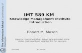 IMT 589 KM Knowledge Management Institute  Introduction