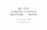 WV FFA Judging Contest Agronomy - Weeds First Edition, 2002 By Tom McCutcheon