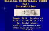 Biblical Eschatology (GBIB 516) Introduction