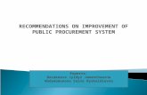 RECOMMENDATIONS ON IMPROVEMENT OF PUBLIC PROCUREMENT SYSTEM