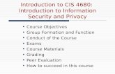 Introduction to CIS 4680:  Introduction to Information Security and Privacy